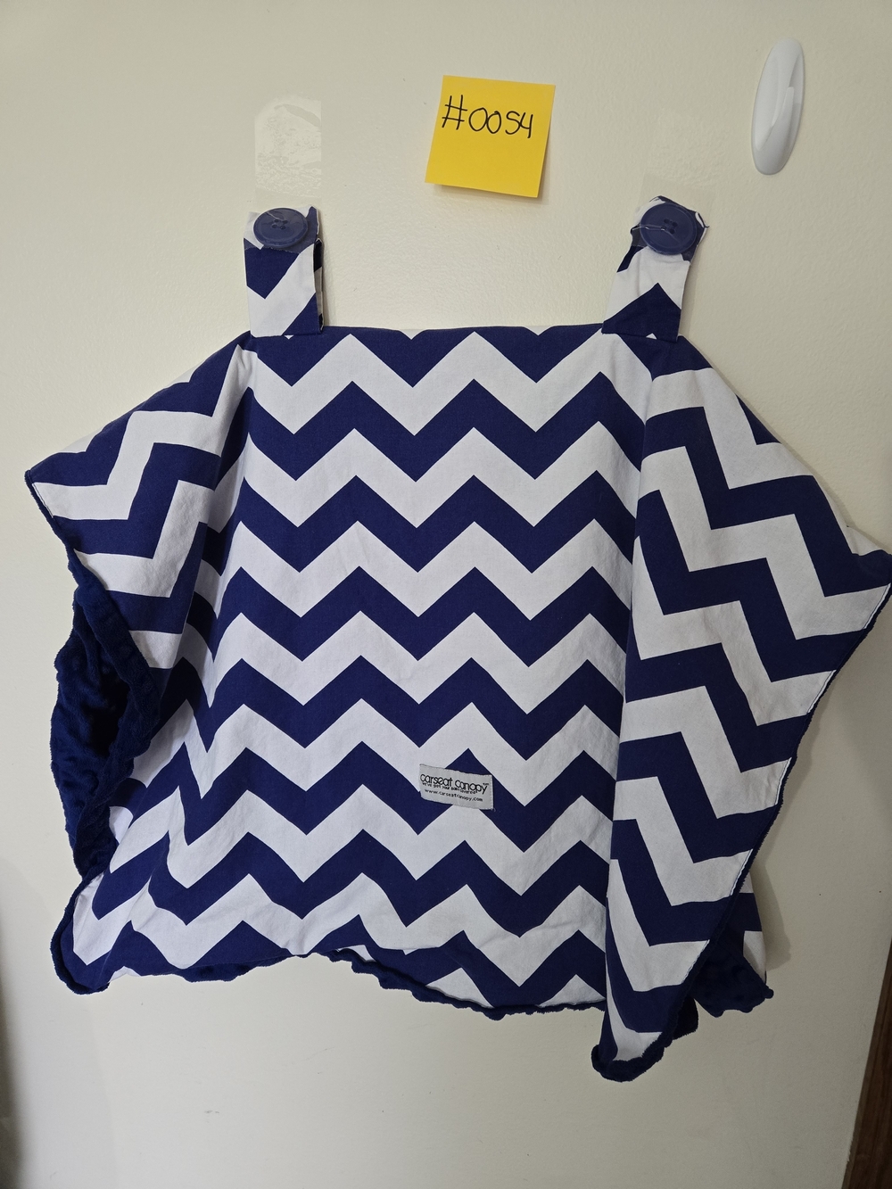 Carseat Canopy Navy Chevron infant carseat Cover with Button Straps #0054